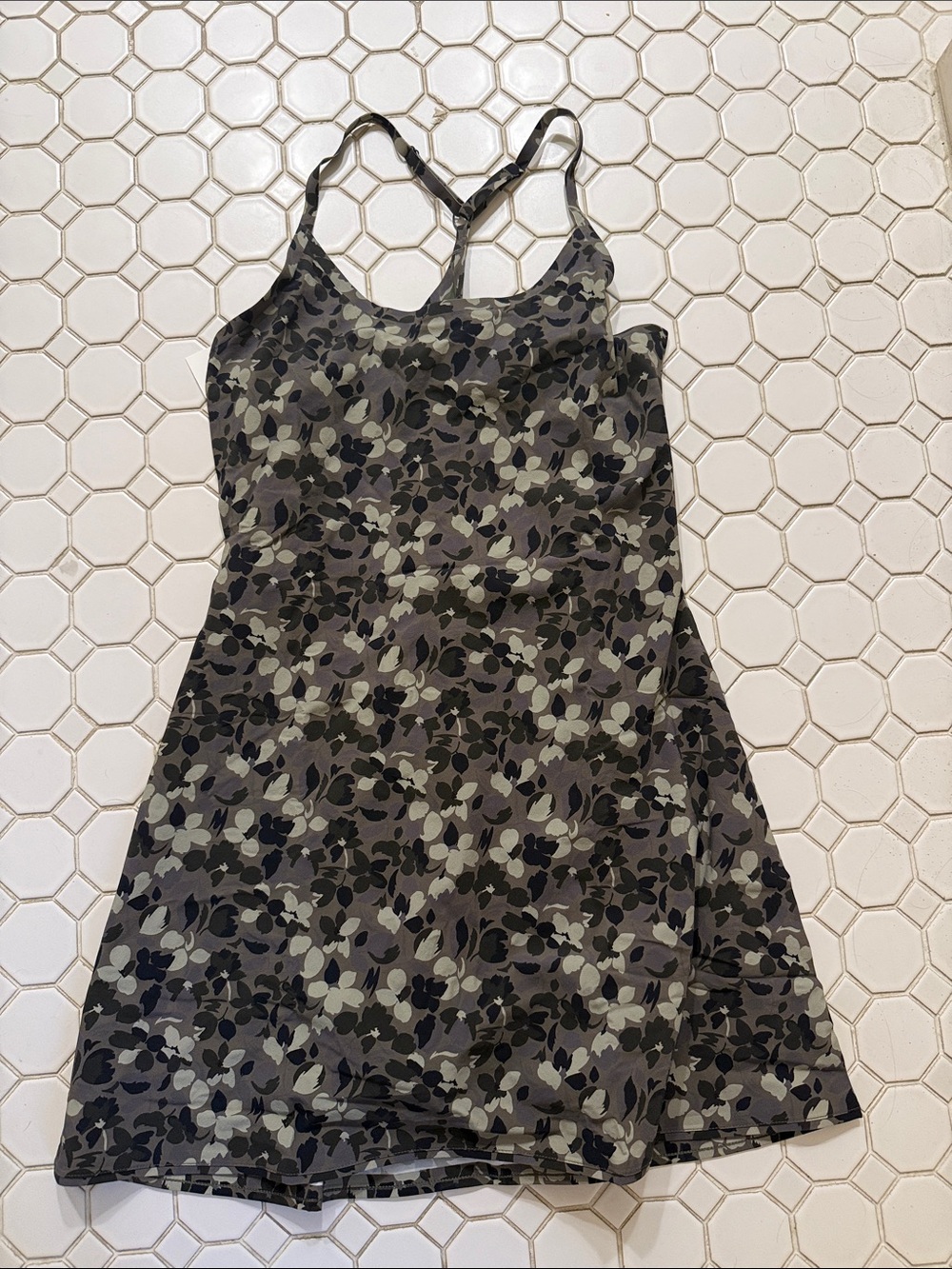 Outdoor Voices Floral Camo Strappy exercise Dress - Gray/Olive